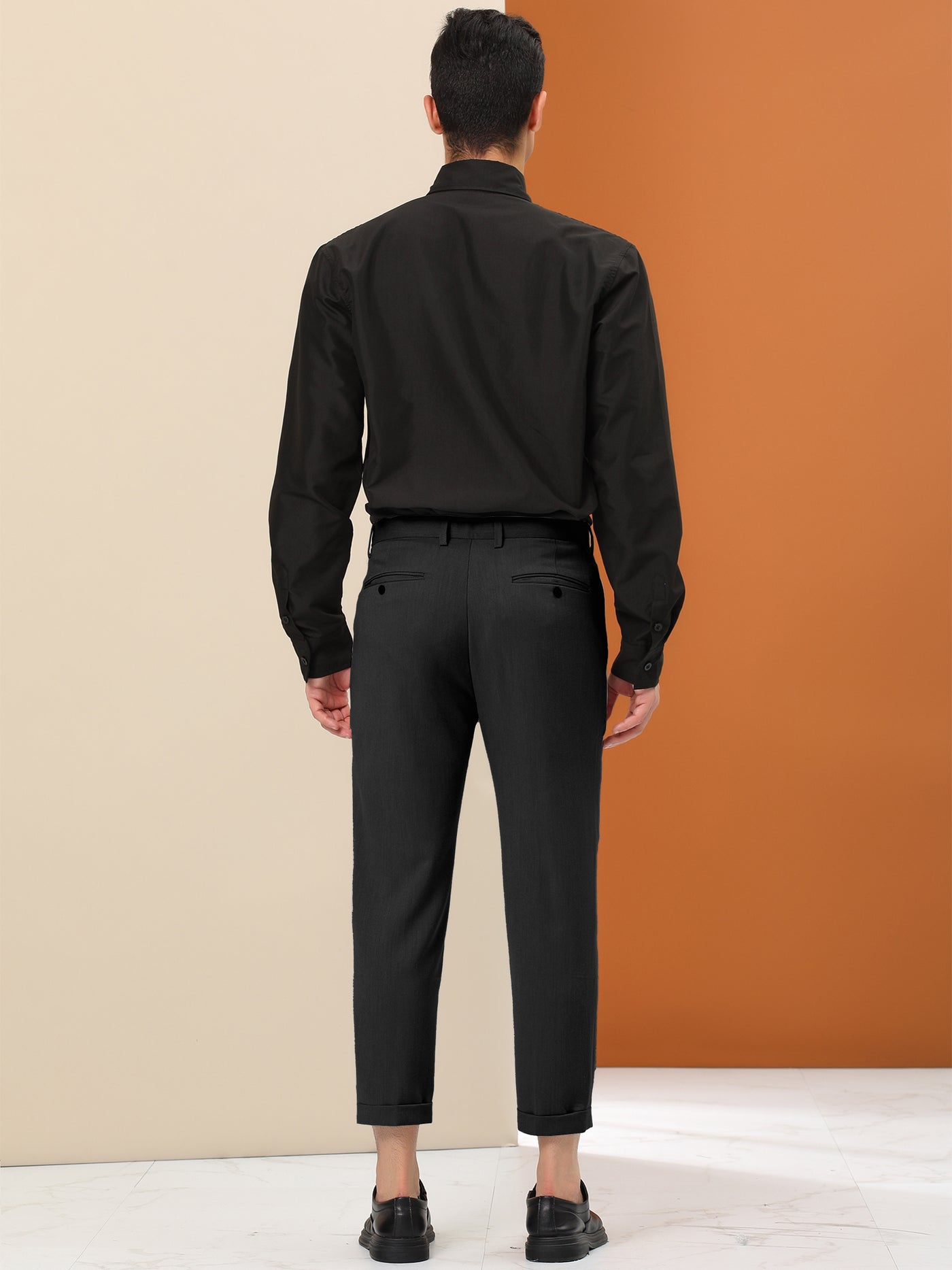 Bublédon Business Ankle-Length Solid Color Slim Fit Cropped Pants