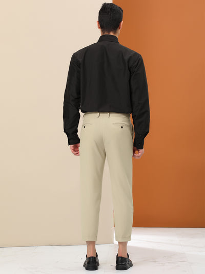 Business Ankle-Length Solid Color Slim Fit Cropped Pants