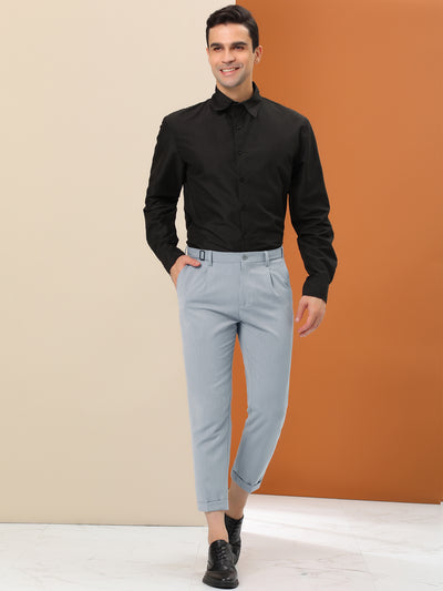Business Ankle-Length Solid Color Slim Fit Cropped Pants