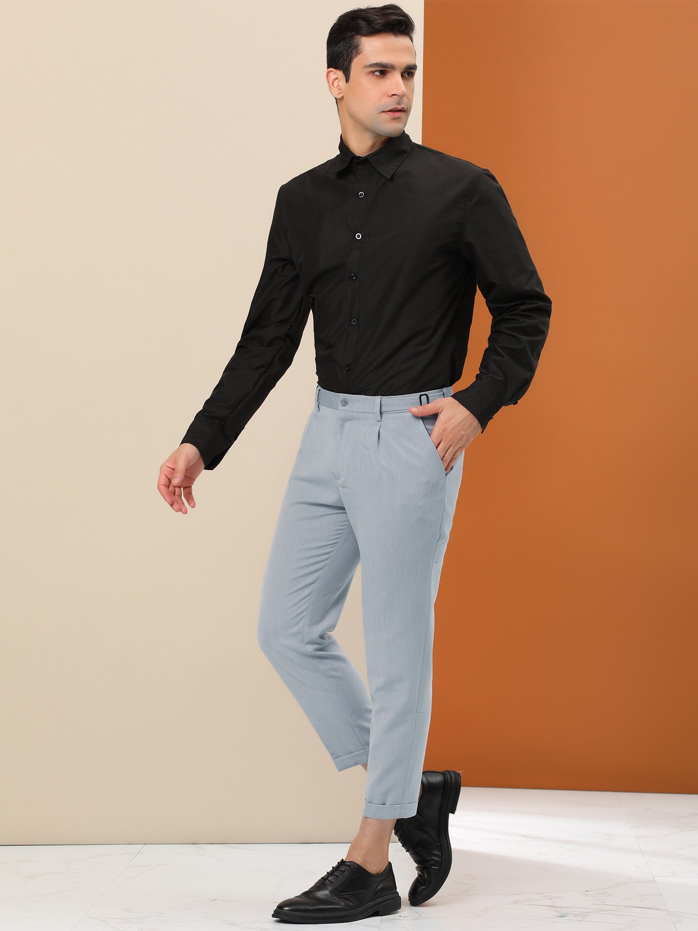 Bublédon Business Ankle-Length Solid Color Slim Fit Cropped Pants