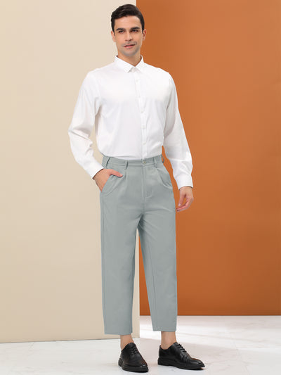Men's Formal Cropped Solid Color Slim Fit Pleated Office Dress Pants