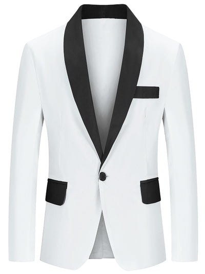Men's Formal Blazer Slim Fit Contrast Color One Button Sports Coat