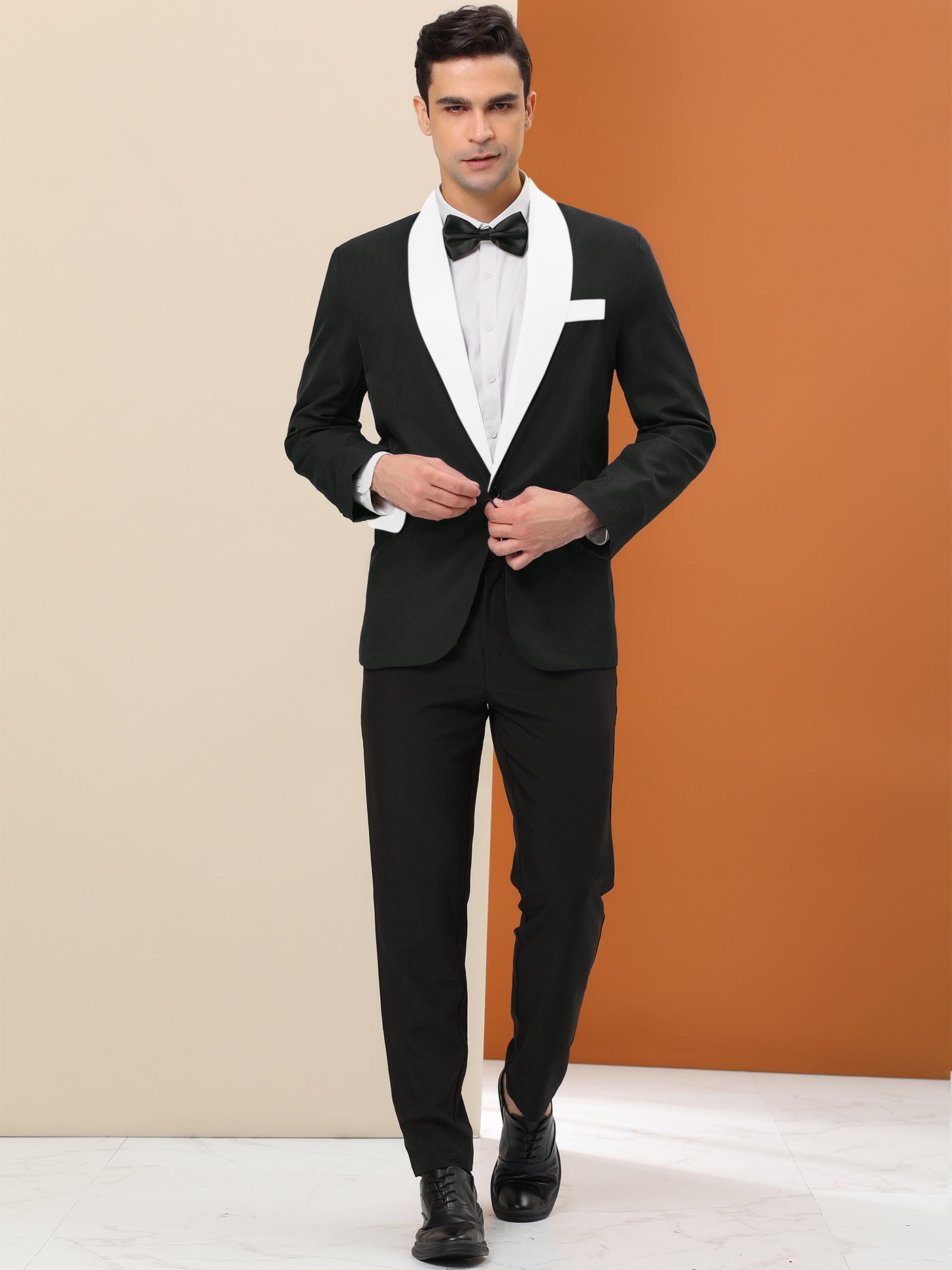 Bublédon Men's Formal Blazer Slim Fit Contrast Color One Button Sports Coat