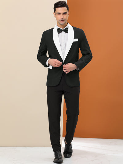 Men's Formal Blazer Slim Fit Contrast Color One Button Sports Coat