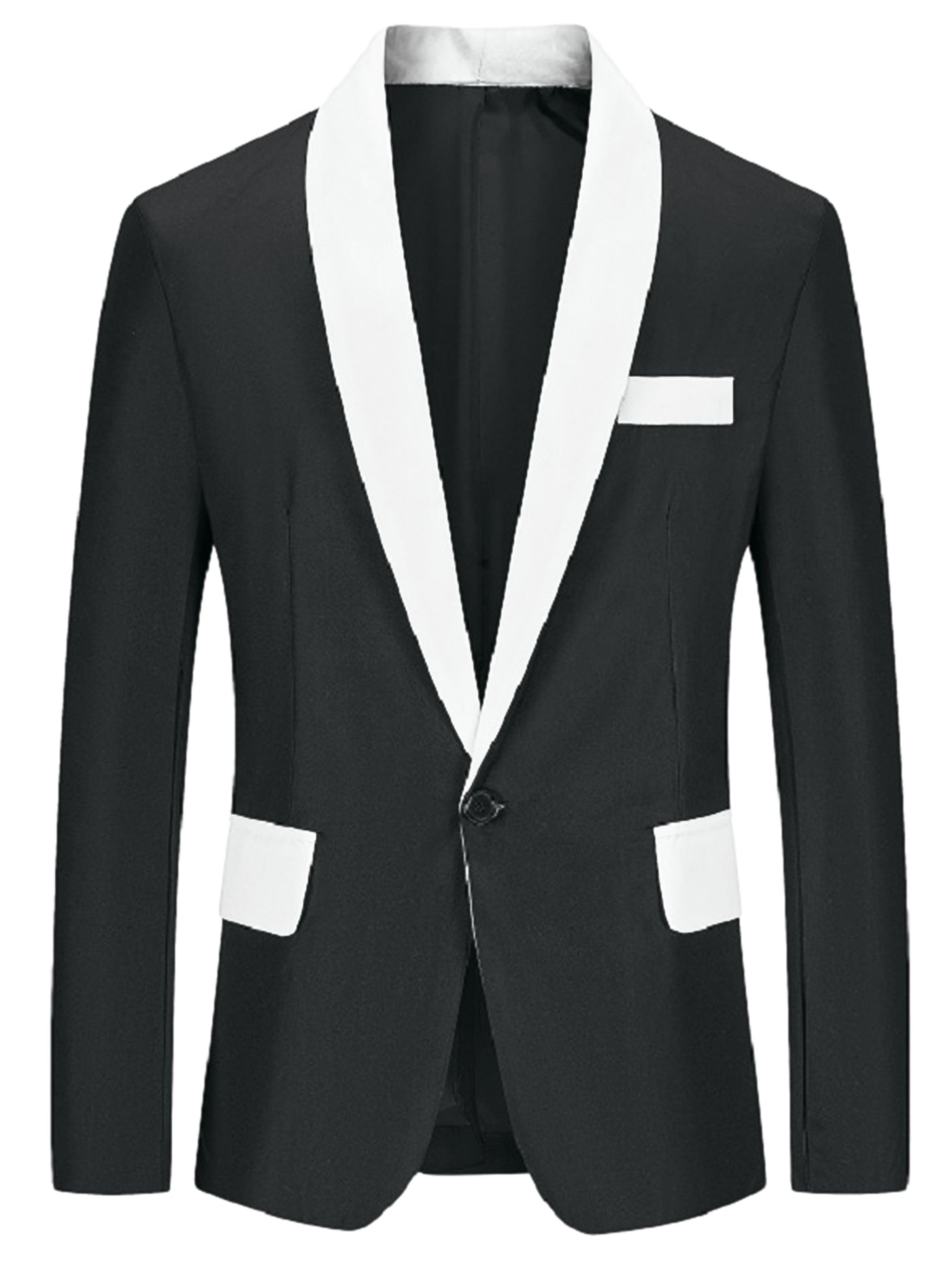Bublédon Men's Formal Blazer Slim Fit Contrast Color One Button Sports Coat