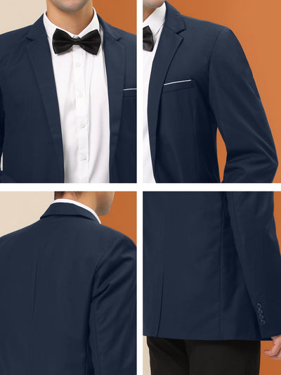 Men's Business Blazer Notch Lapel One Button Slim Fit Solid Sport Coat