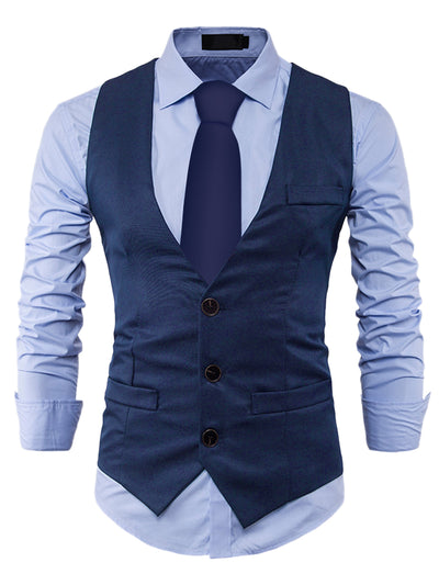 Men's Suit Vest Classic V Neck Business Formal Dress Sleeveless Waistcoat