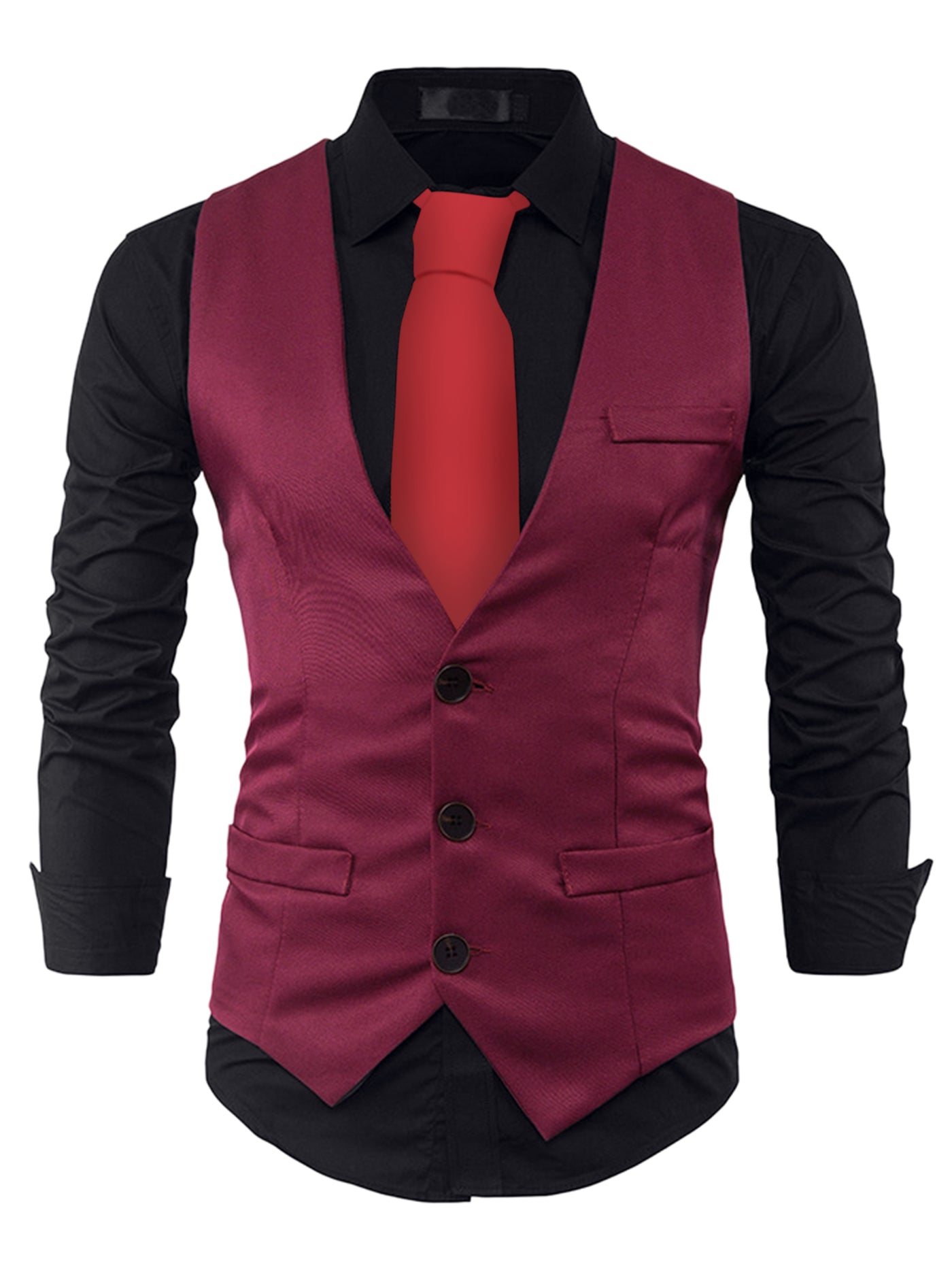 Bublédon Men's Suit Vest Classic V Neck Business Formal Dress Sleeveless Waistcoat
