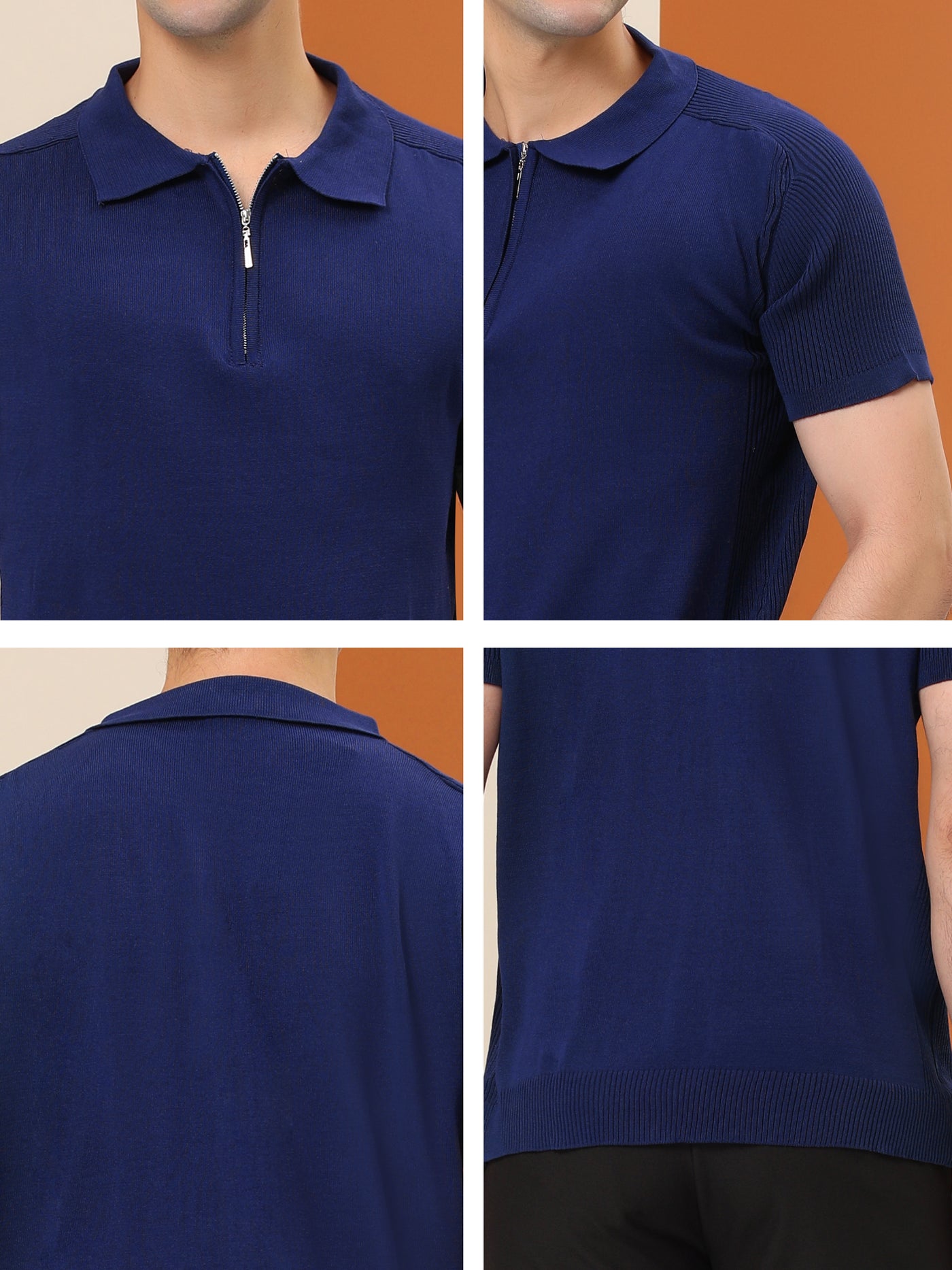 Bublédon Polo Shirts Short Sleeve Casual Slim Fit Zipper Knit