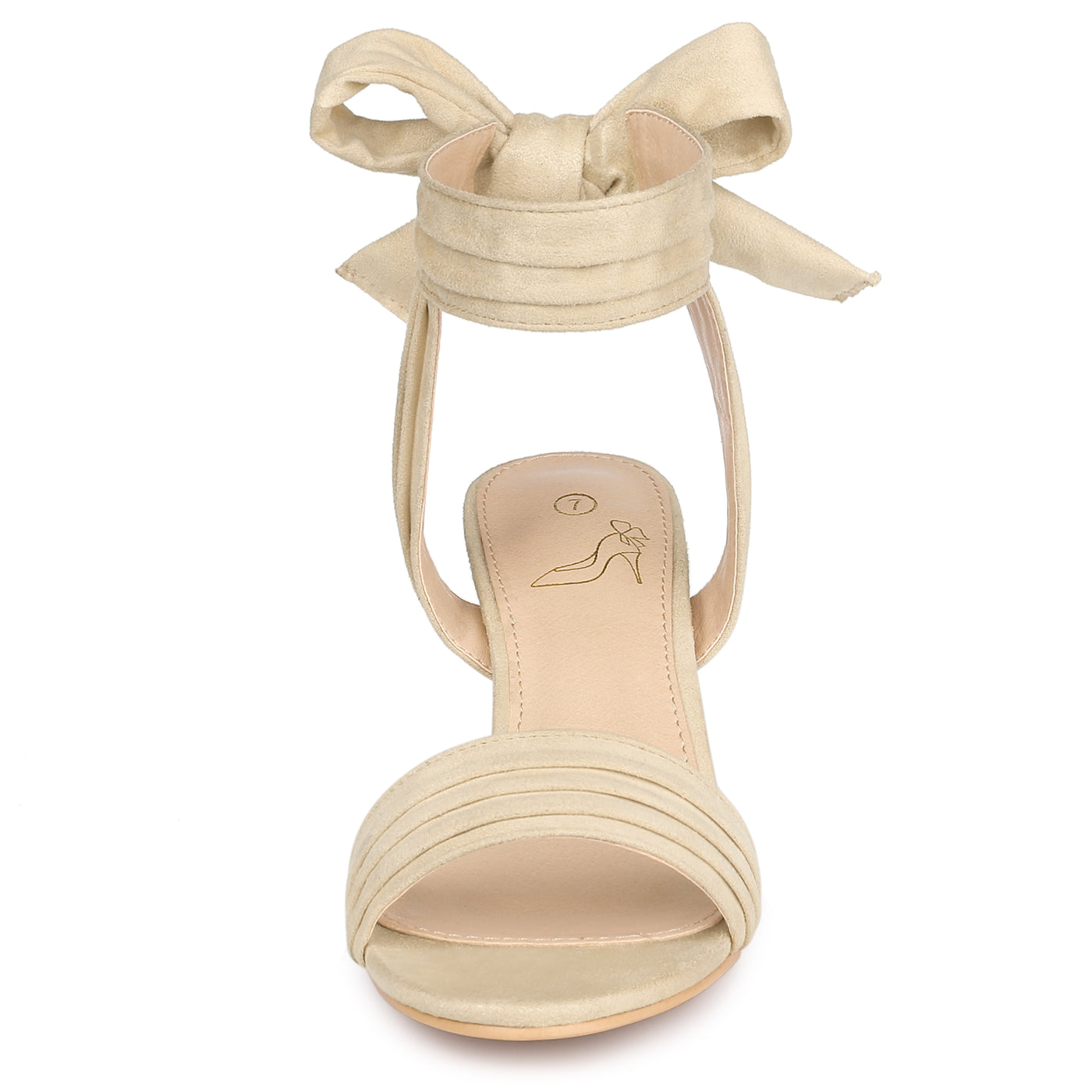 Bublédon Perphy Women's Open Toe Ruffle Ankle Bow Tie Mid Heels Sandals