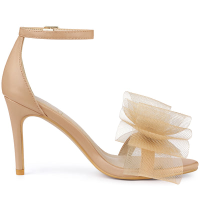 Perphy Open Toe Ankle Strap Bow Tie Stiletto Heel Sandals