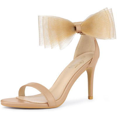 Perphy Open Toe Ankle Strap Bow Tie Stiletto Heel Sandals