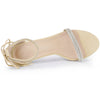 Perphy Round Toe Rhinestone Stiletto Heels Ankle Tie Sandals
