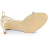 Perphy Round Toe Rhinestone Stiletto Heels Ankle Tie Sandals