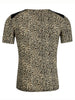 Leopard Print V Neck PU Panel Short Sleeve T-shirts