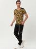 Leopard Print V Neck PU Panel Short Sleeve T-shirts