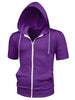 Lightweight Solid Color Zip Up Short Sleeve Hoodies