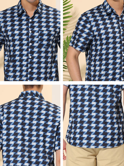 Summer Irregular Printed Short Sleeve Button Shirt