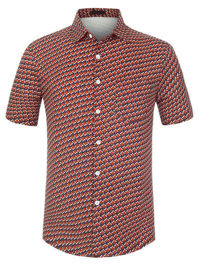 Summer Irregular Printed Short Sleeve Button Shirt