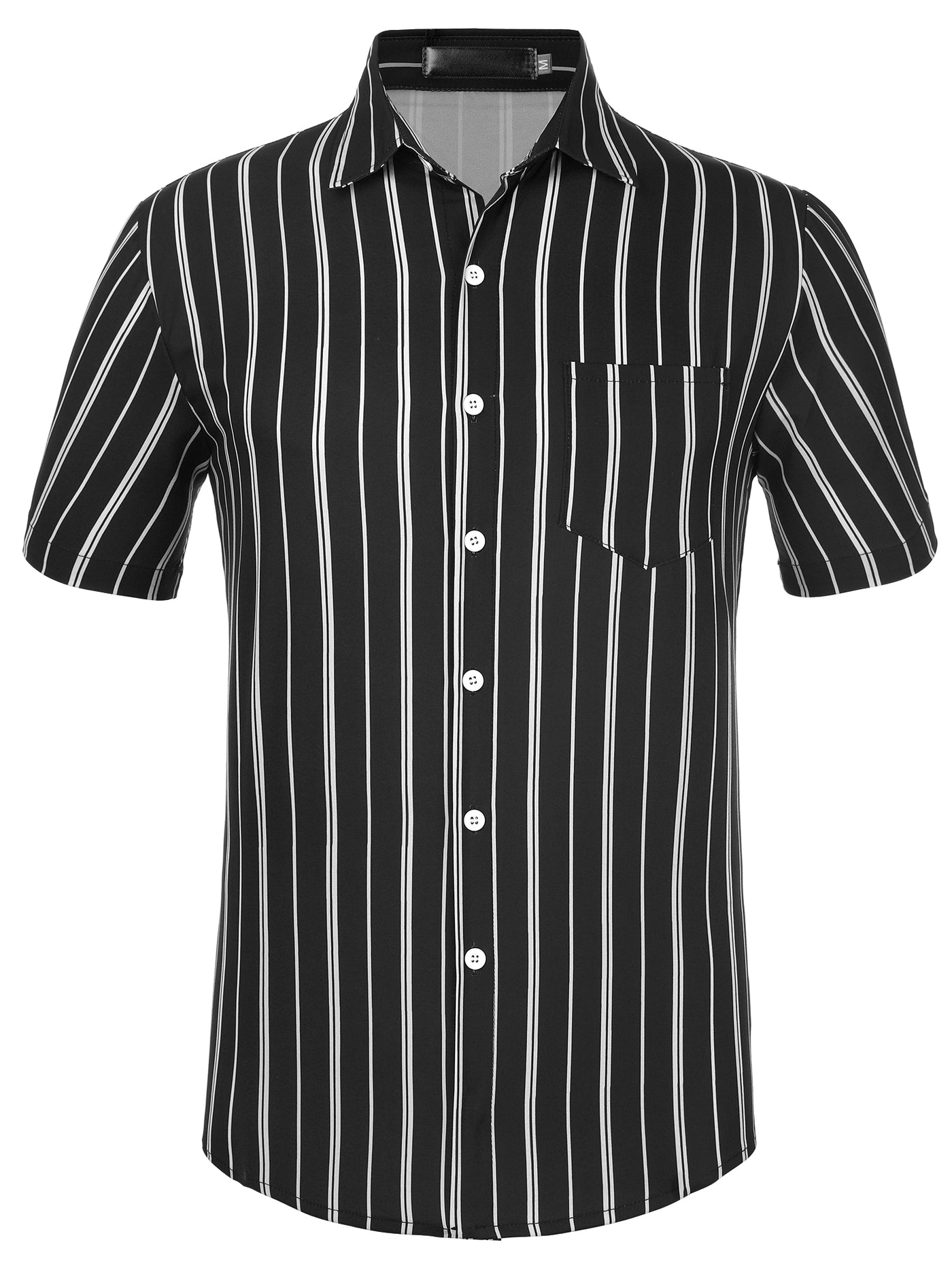 Bublédon Summer Striped Short Sleeve Pocket Hawaiian Shirt