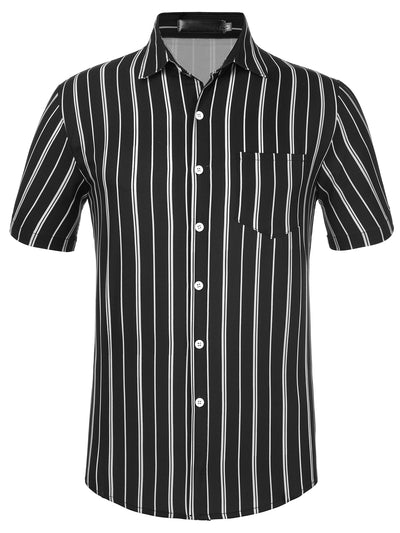 Summer Striped Short Sleeve Pocket Hawaiian Shirt