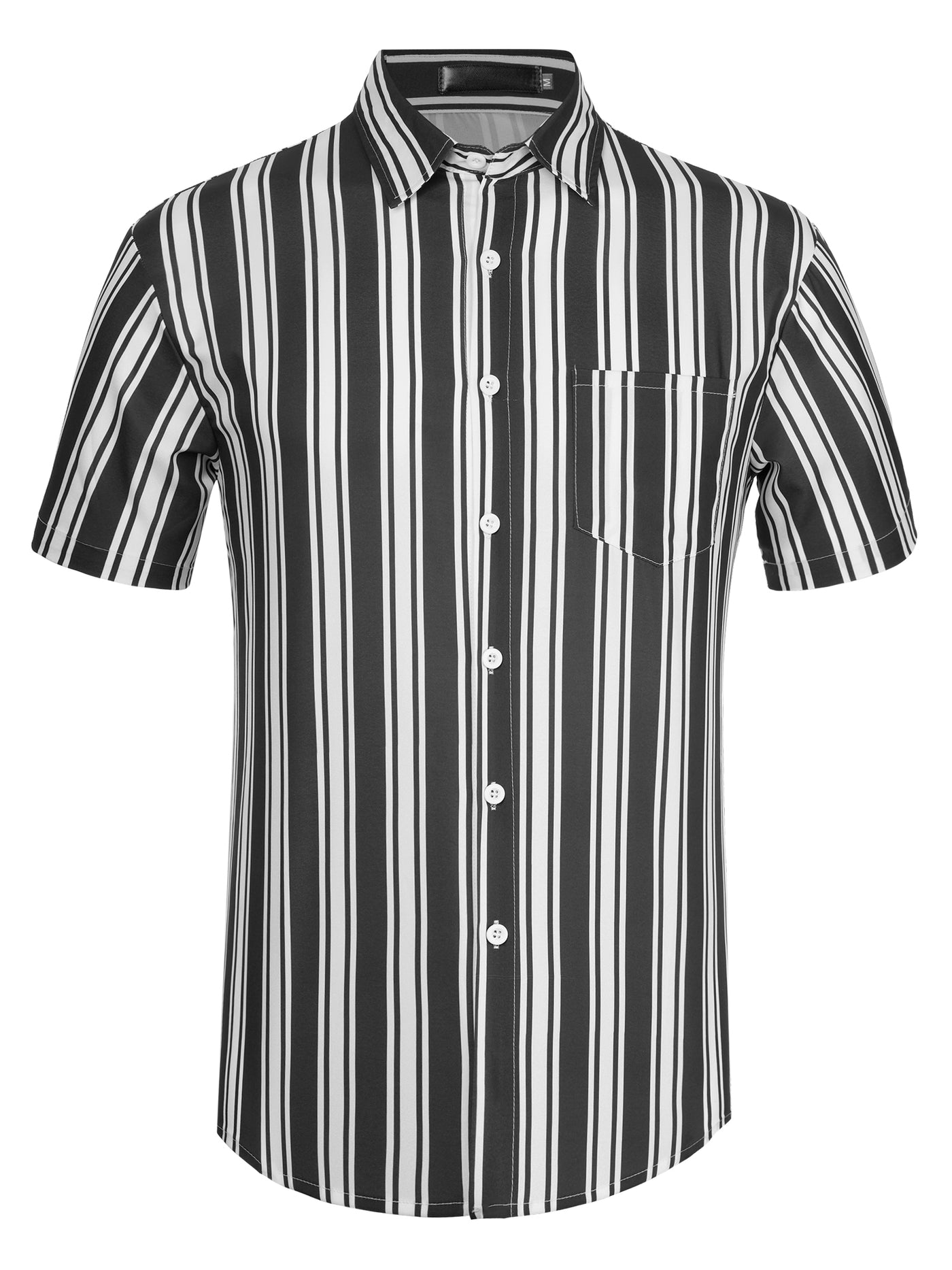 Bublédon Summer Striped Short Sleeve Pocket Hawaiian Shirt
