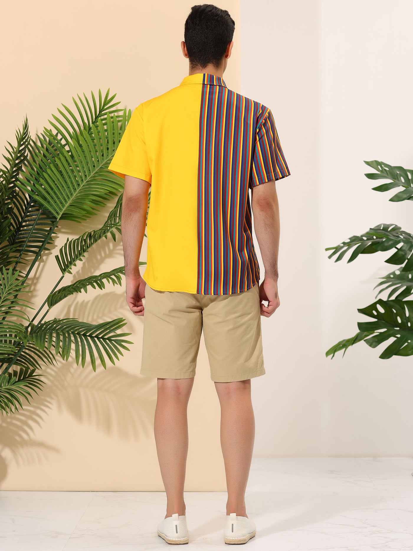 Bublédon Summer Striped Patchwork Short Sleeve Casual Shirt
