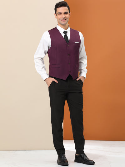 Men's Dress Waistcoat Slim Fit Button Down Sleeveless Formal Suit Vest