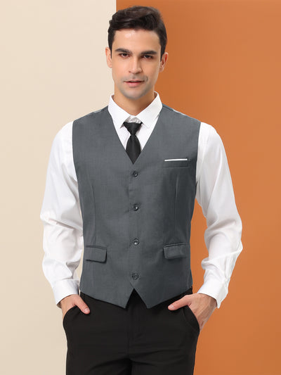 Men's Dress Waistcoat Slim Fit Button Down Sleeveless Formal Suit Vest