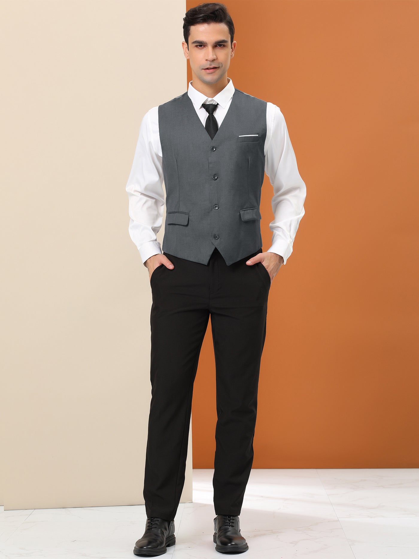 Bublédon Men's Dress Waistcoat Slim Fit Button Down Sleeveless Formal Suit Vest