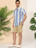 Summer Button Short Sleeve Colorful Striped Shirt