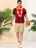 Linen Short Sleeve Button Color Block Henley Shirts