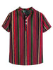 Linen Short Sleeve Button Color Block Henley Shirts