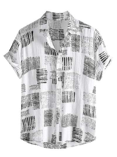 Geometric Shirt Button Up Short Sleeves Casual Summer Shirts