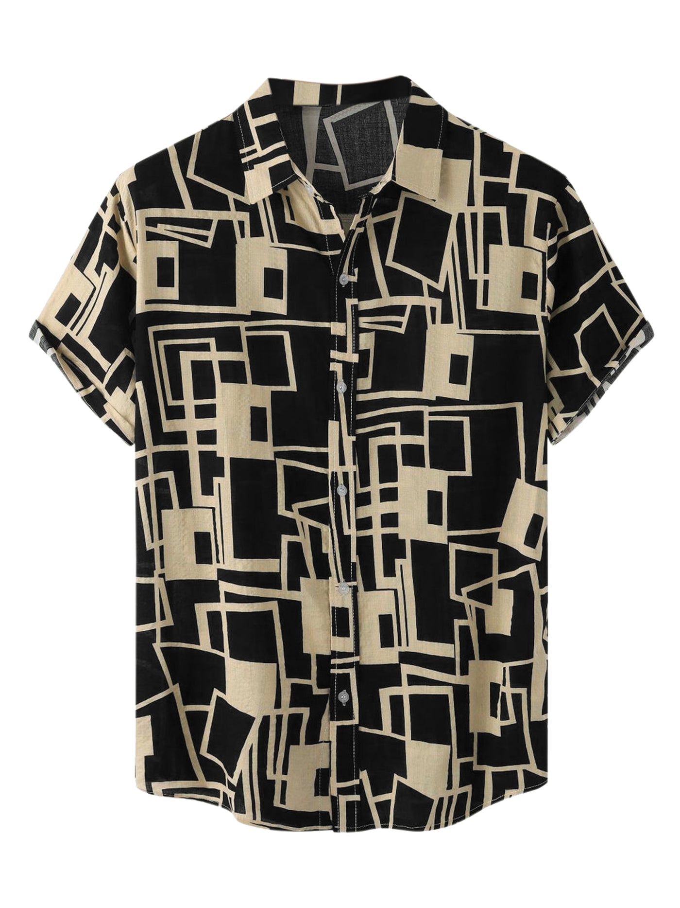 Bublédon Geometric Shirt Button Up Short Sleeves Casual Summer Shirts