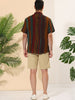 Summer Button Short Sleeve Colorful Striped Shirt