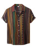 Summer Button Short Sleeve Colorful Striped Shirt