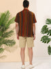 Summer Button Short Sleeve Colorful Striped Shirt
