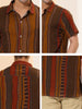 Summer Button Short Sleeve Colorful Striped Shirt