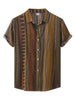 Summer Button Short Sleeve Colorful Striped Shirt