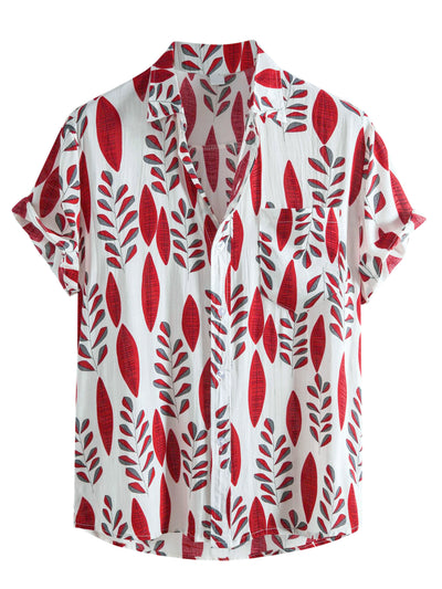 Irregular Print Short Button Down Beach Hawaiian Shirt
