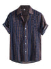 Summer Button Short Sleeve Colorful Striped Shirt