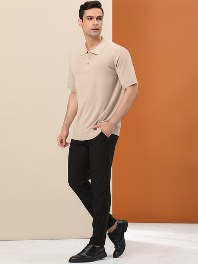Polo Shirts Short Sleeves Solid Color Knitted Sports