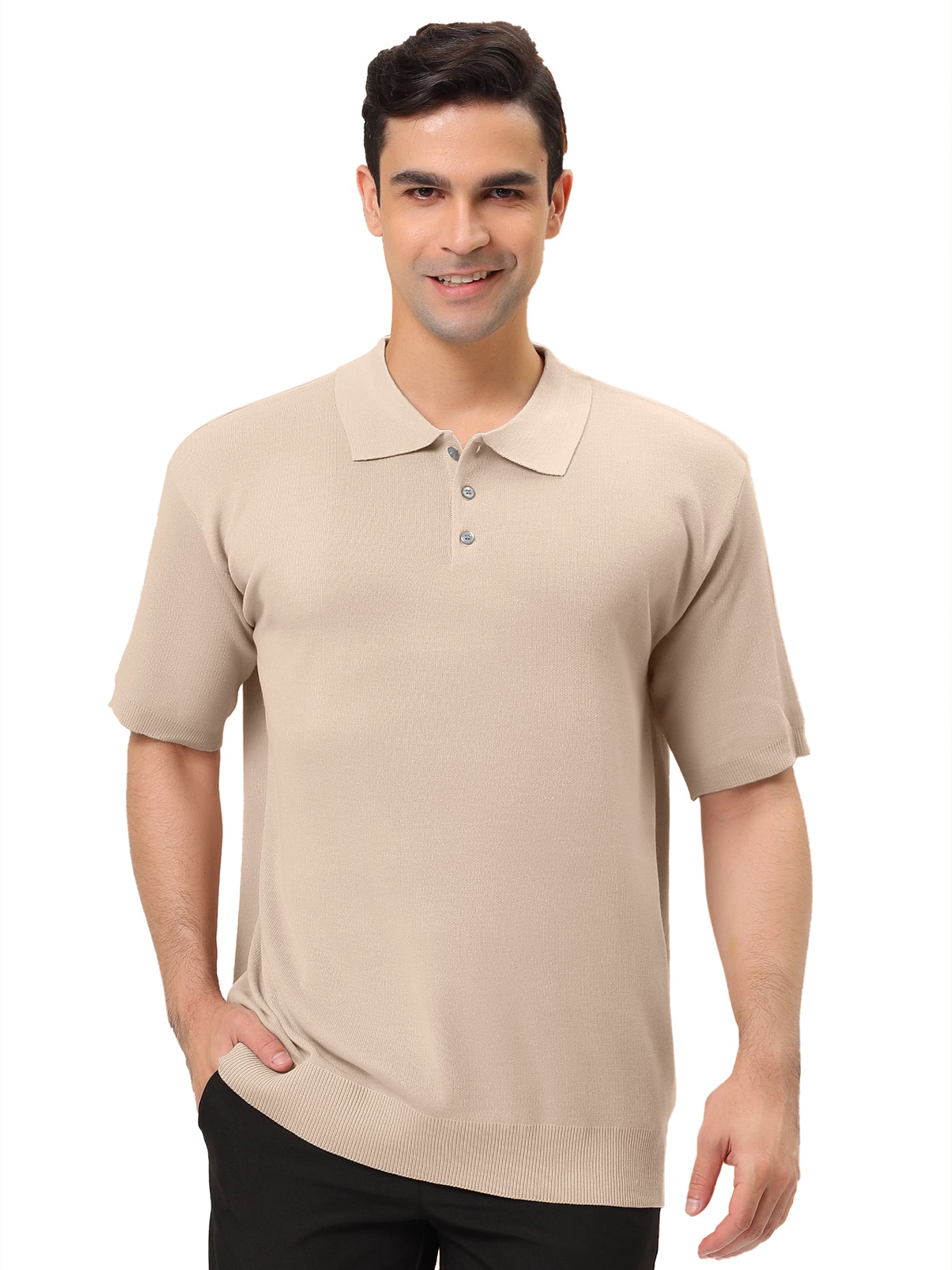 Bublédon Polo Shirts Short Sleeves Solid Color Knitted Sports