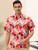 Hawaiian Floral Print Short Sleeve Button Beach Shirt