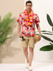 Hawaiian Floral Print Short Sleeve Button Beach Shirt