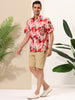 Hawaiian Floral Print Short Sleeve Button Beach Shirt