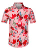Hawaiian Floral Print Short Sleeve Button Beach Shirt