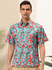Hawaiian Floral Print Short Sleeve Button Beach Shirt