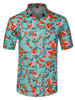 Hawaiian Floral Print Short Sleeve Button Beach Shirt